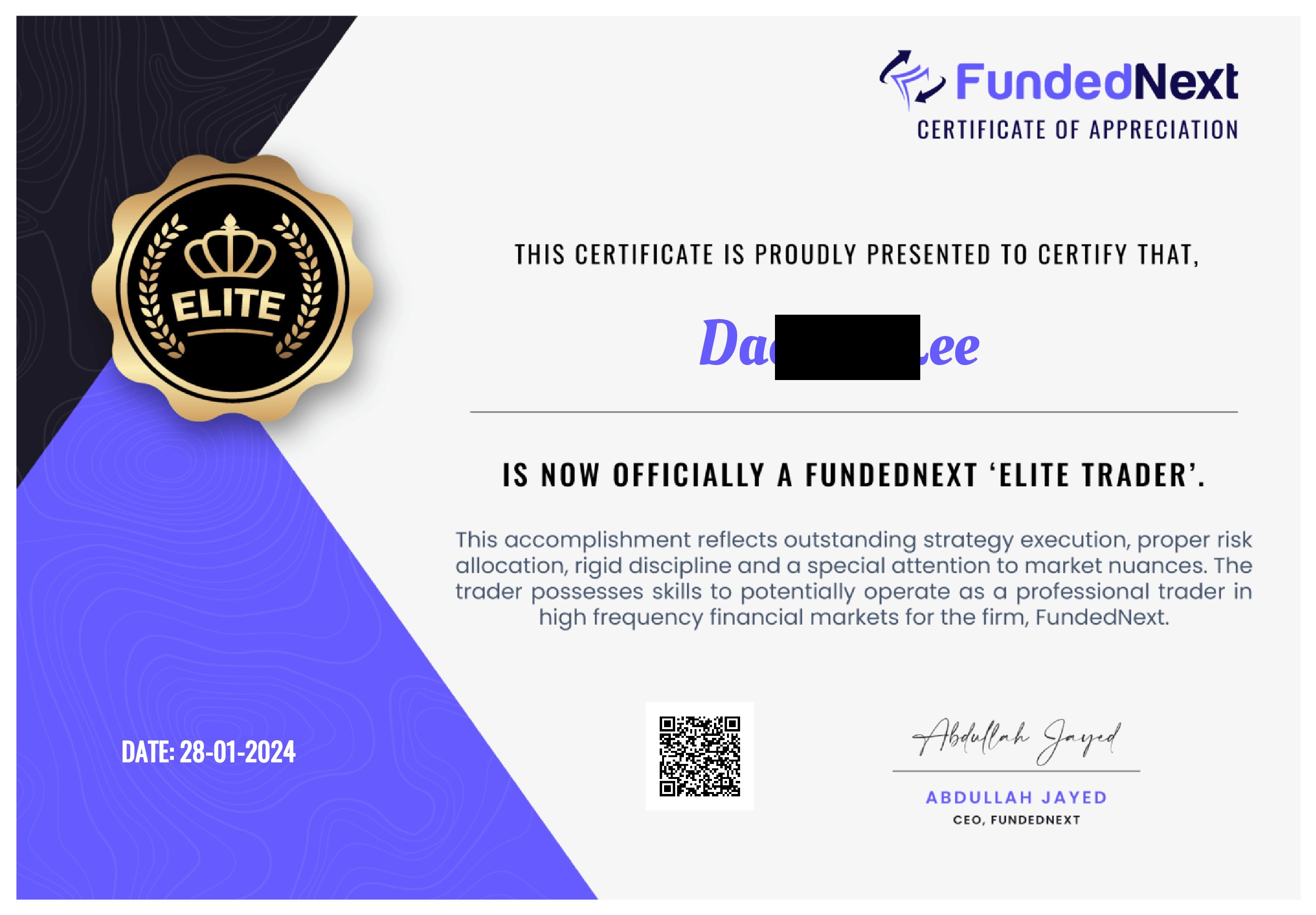 FundedNext 출금 인증