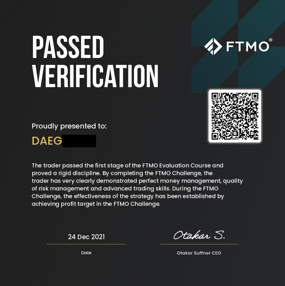 FTMO 출금 인증